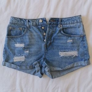 Forever 21 High Waisted Distressed Denim Shorts